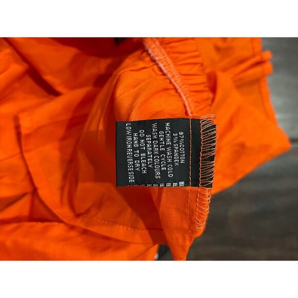 Iky & Me NWT Ruffled Orange Sleeveless Blouse With Peplum Hem Tie Back - Picture 7 of 9